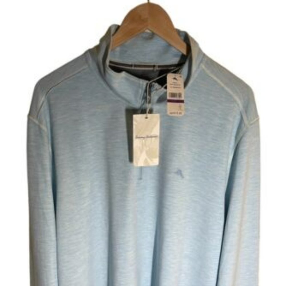 NWT Tommy Bahama Men’s XXL Turquoise Haze Costa Vera Half Zip Pullover $115